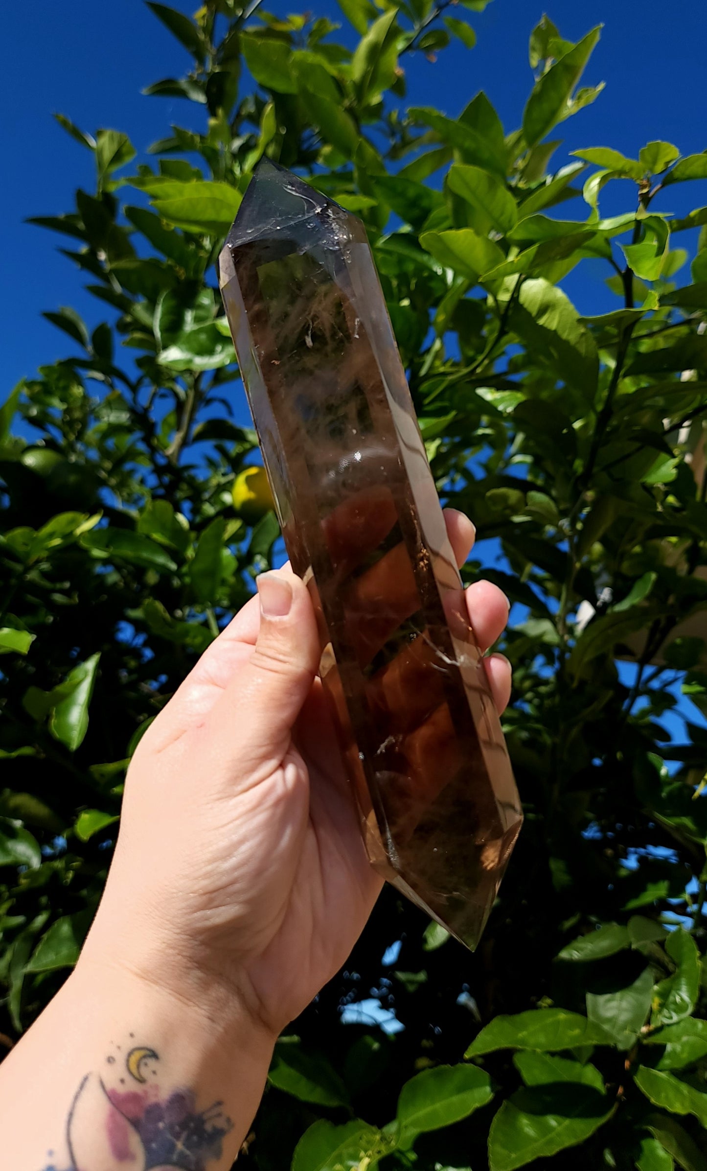 Double Terminated Smoky Quartz Wand