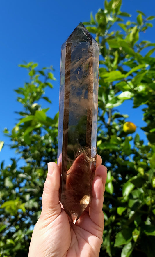 Double Terminated Smoky Quartz Wand