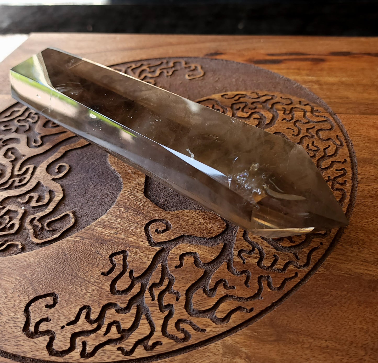 Double Terminated Smoky Quartz Wand