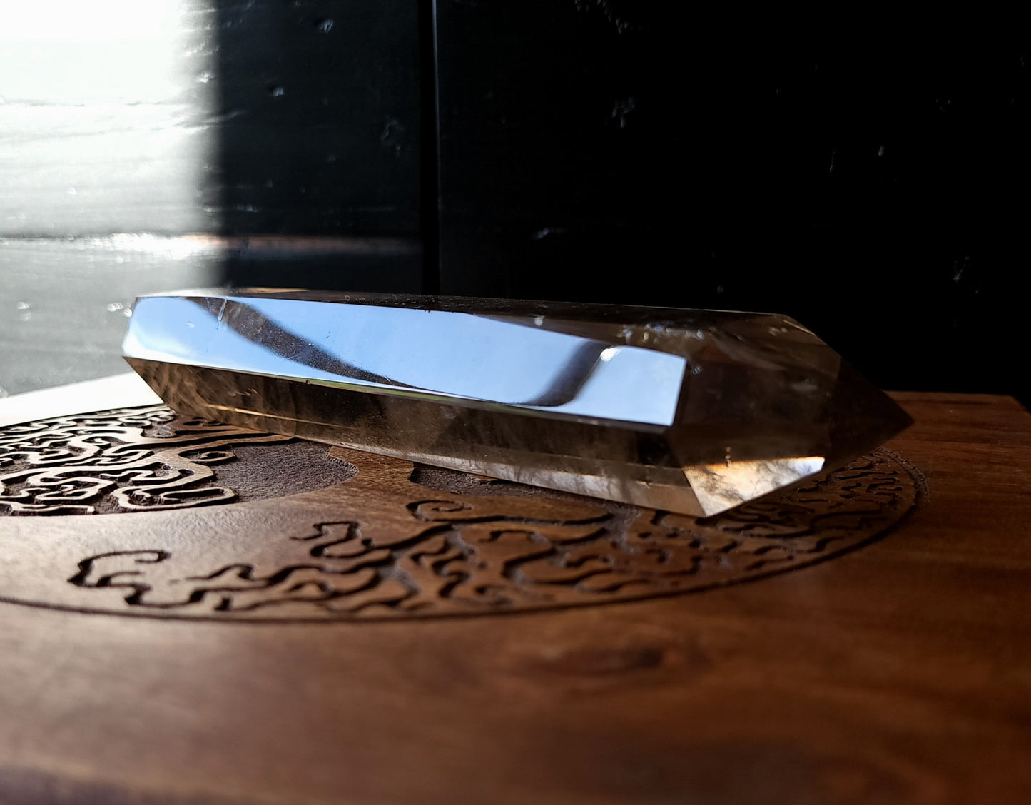 Double Terminated Smoky Quartz Wand
