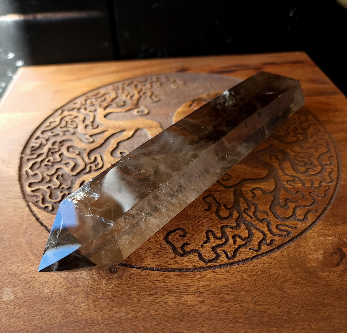 Double Terminated Smoky Quartz Wand