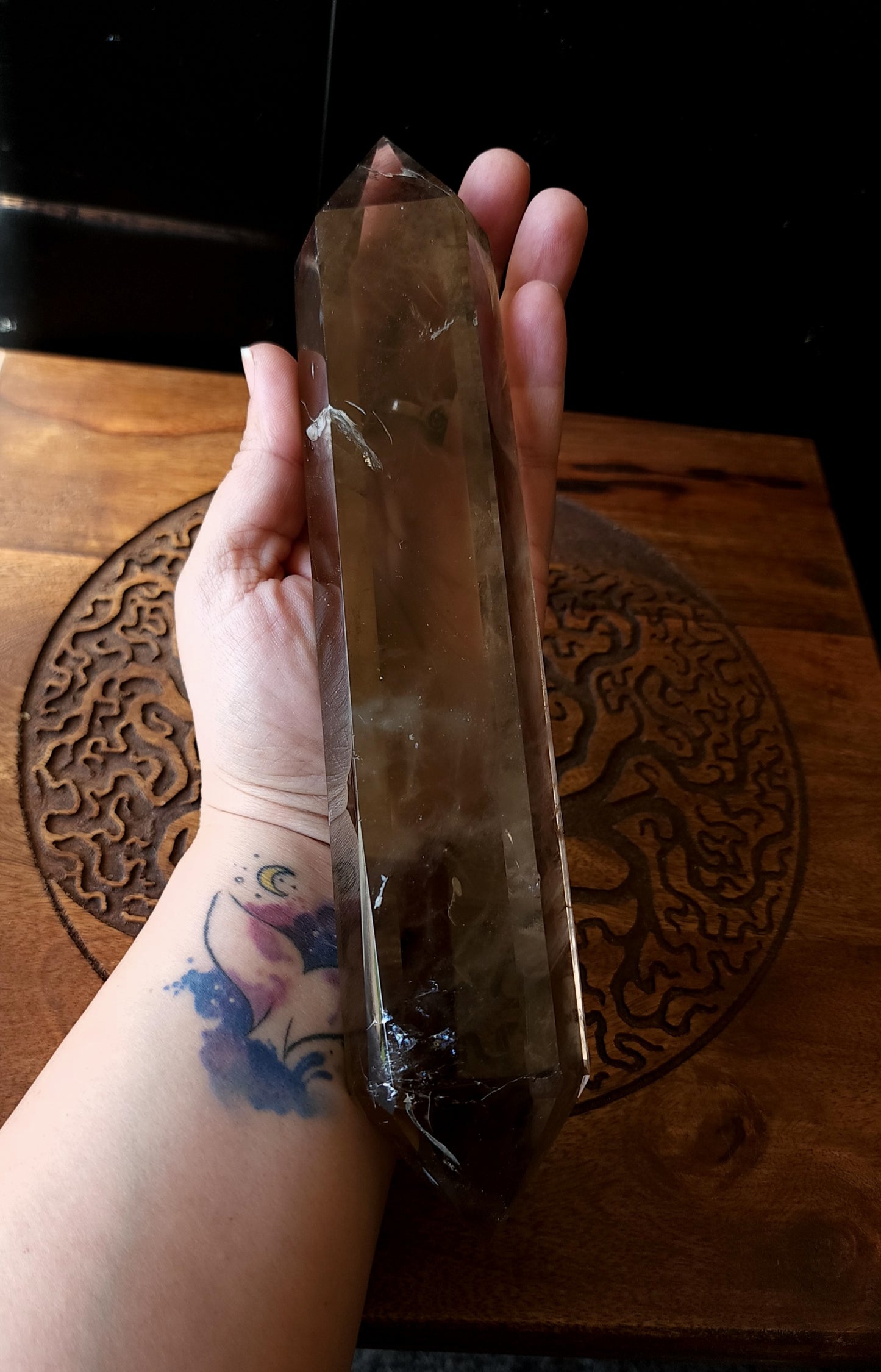 Double Terminated Smoky Quartz Wand