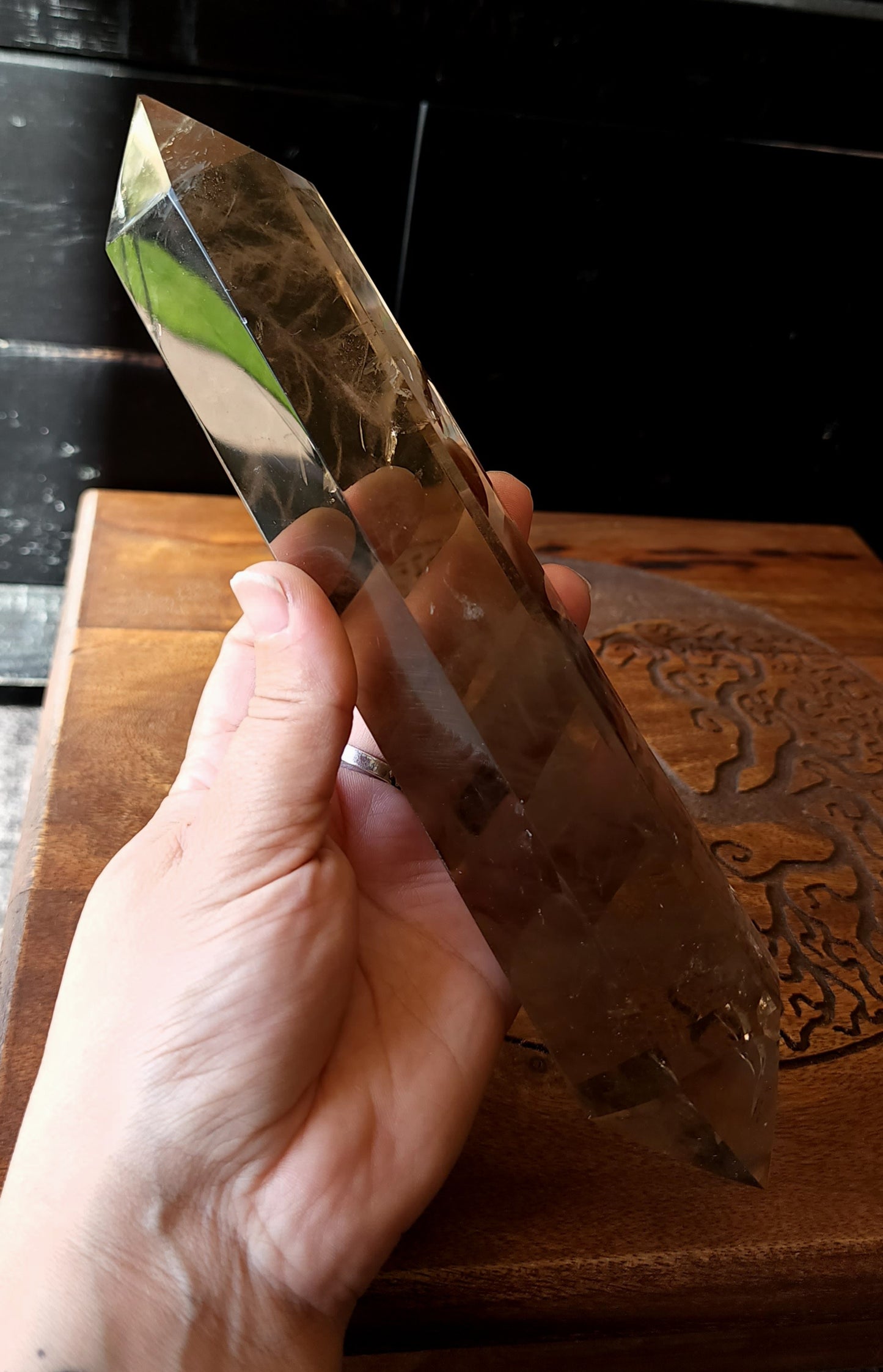 Double Terminated Smoky Quartz Wand
