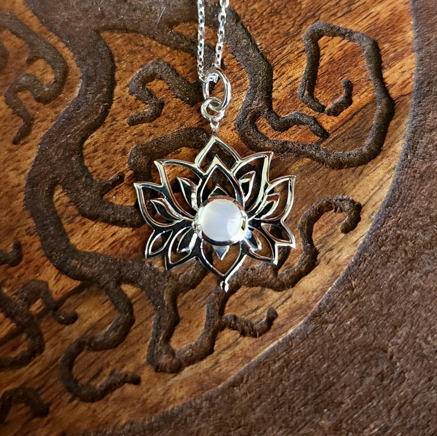 Sterling Silver Lotus Pendant with Mother of Pearl