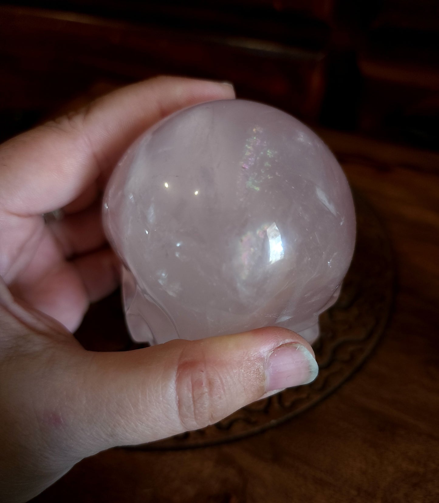 Star Rose Quartz Skull