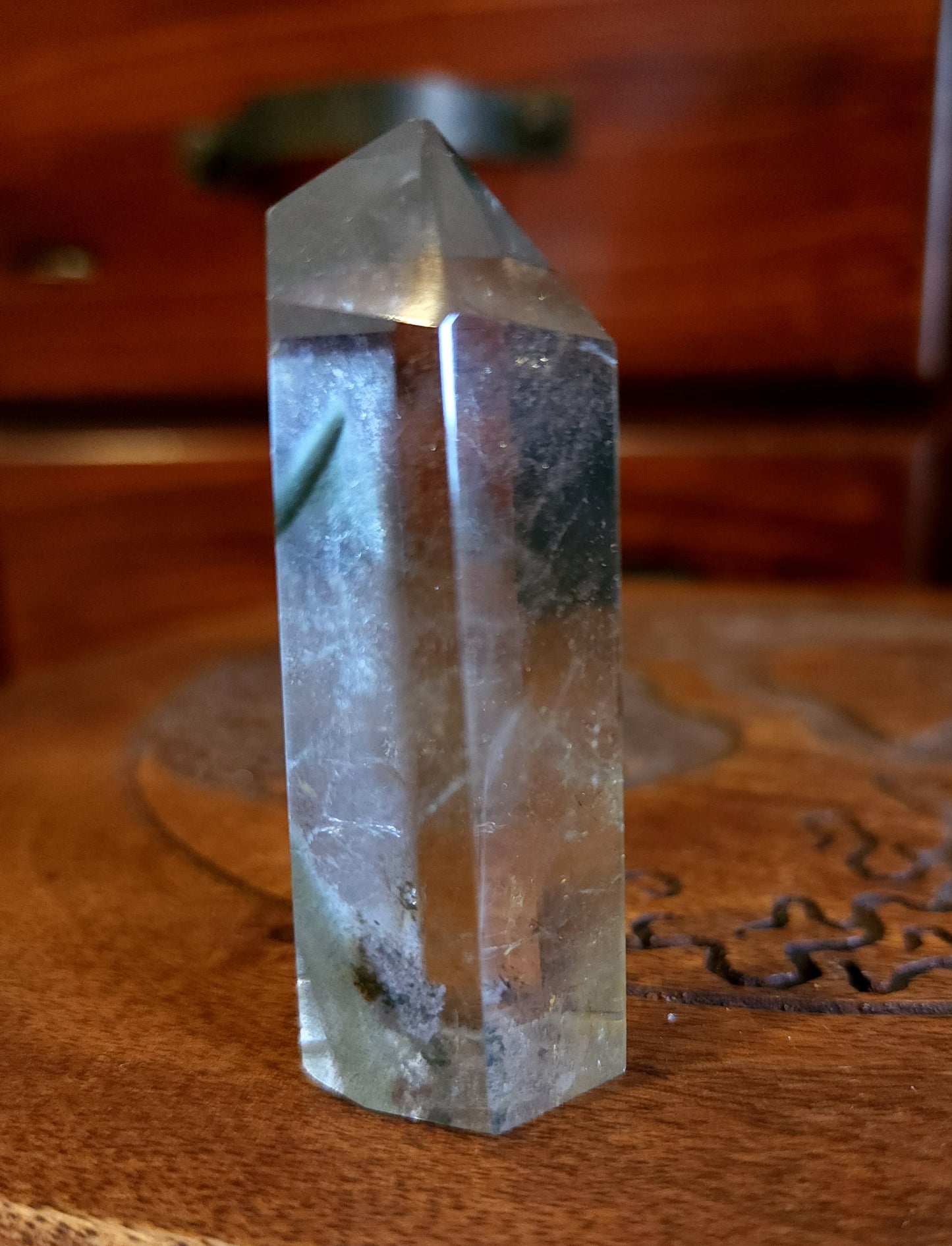 Lodolite Freeform Point with Chlorite Phantom