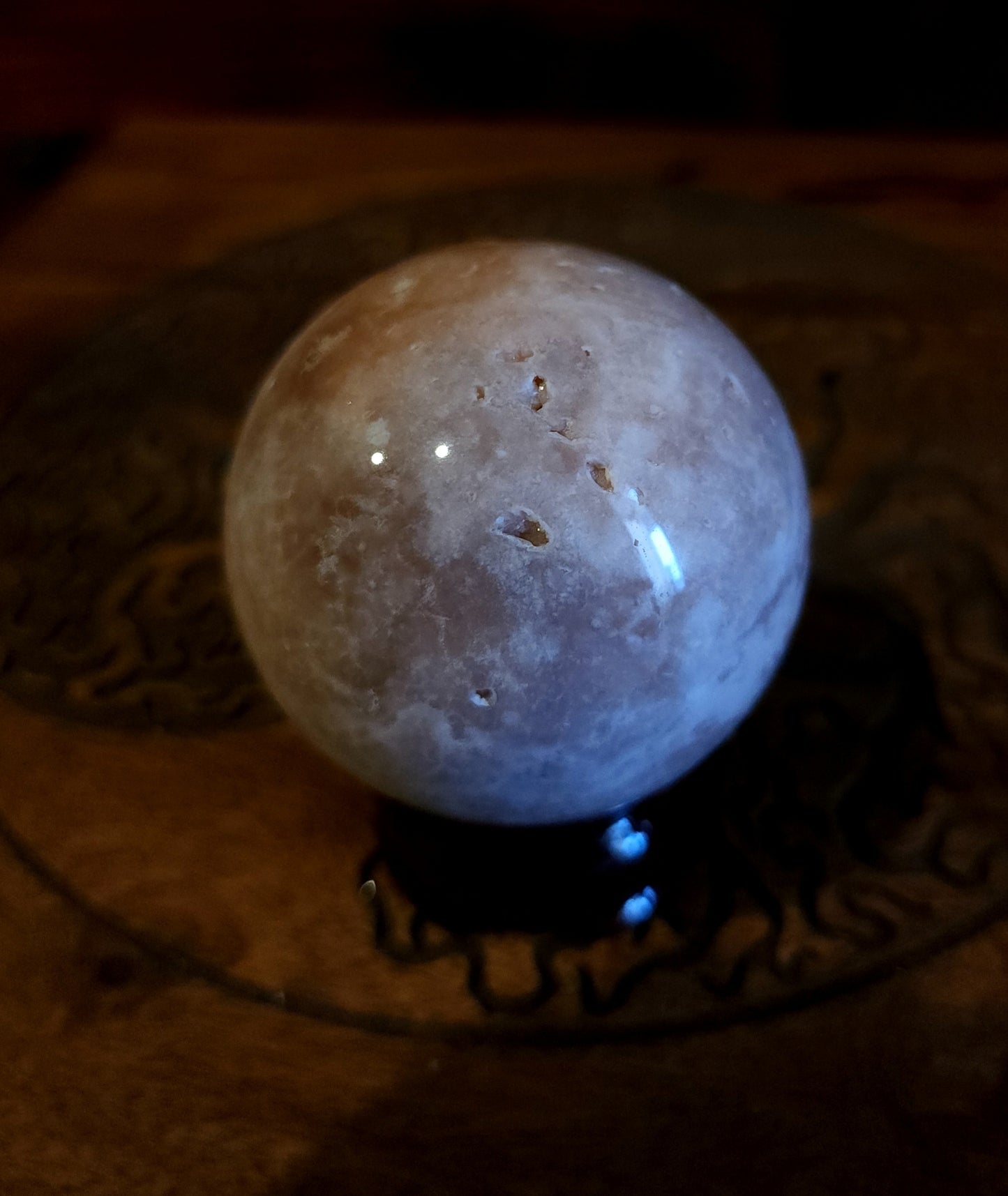 Pink Amethyst Sphere with Druzy