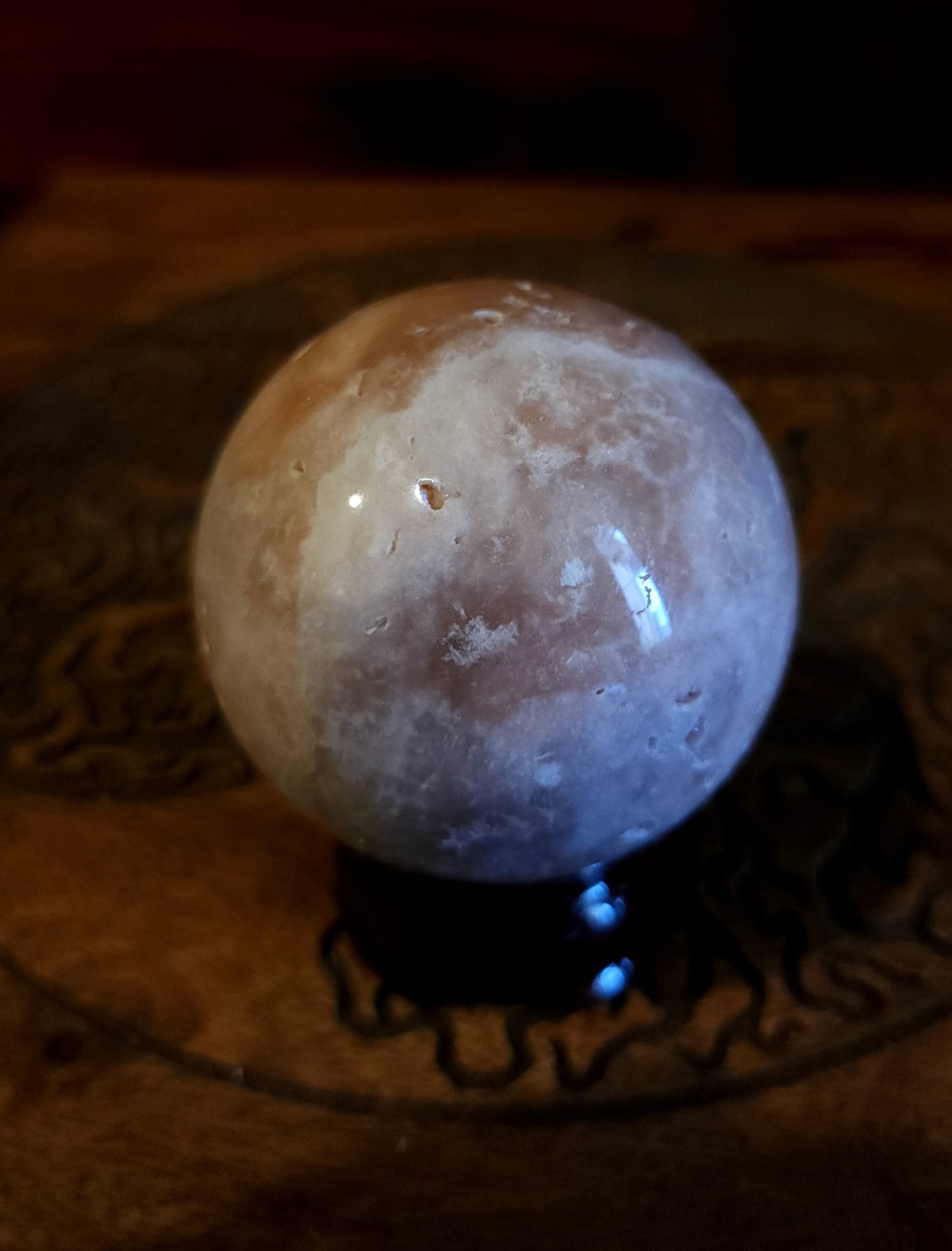 Pink Amethyst Sphere with Druzy