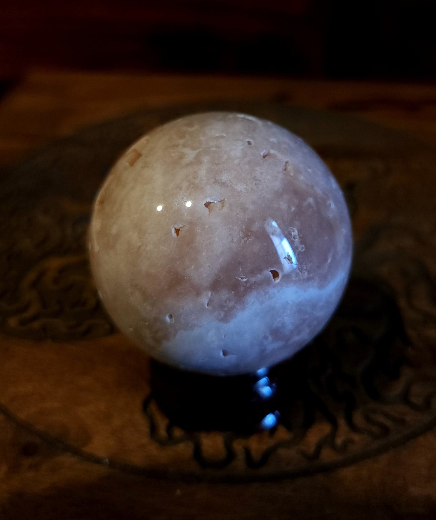 Pink Amethyst Sphere with Druzy