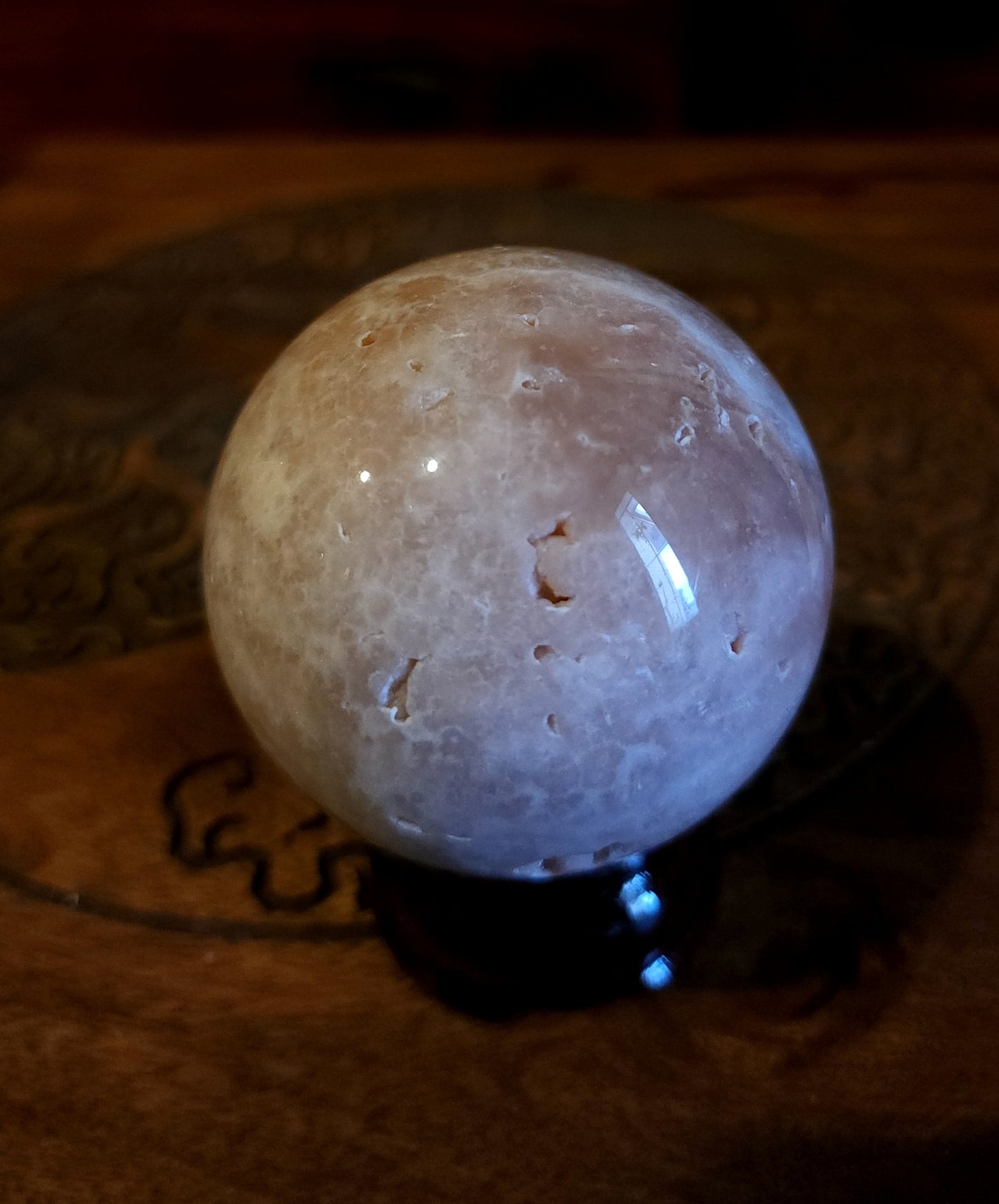 Pink Amethyst Sphere with Druzy