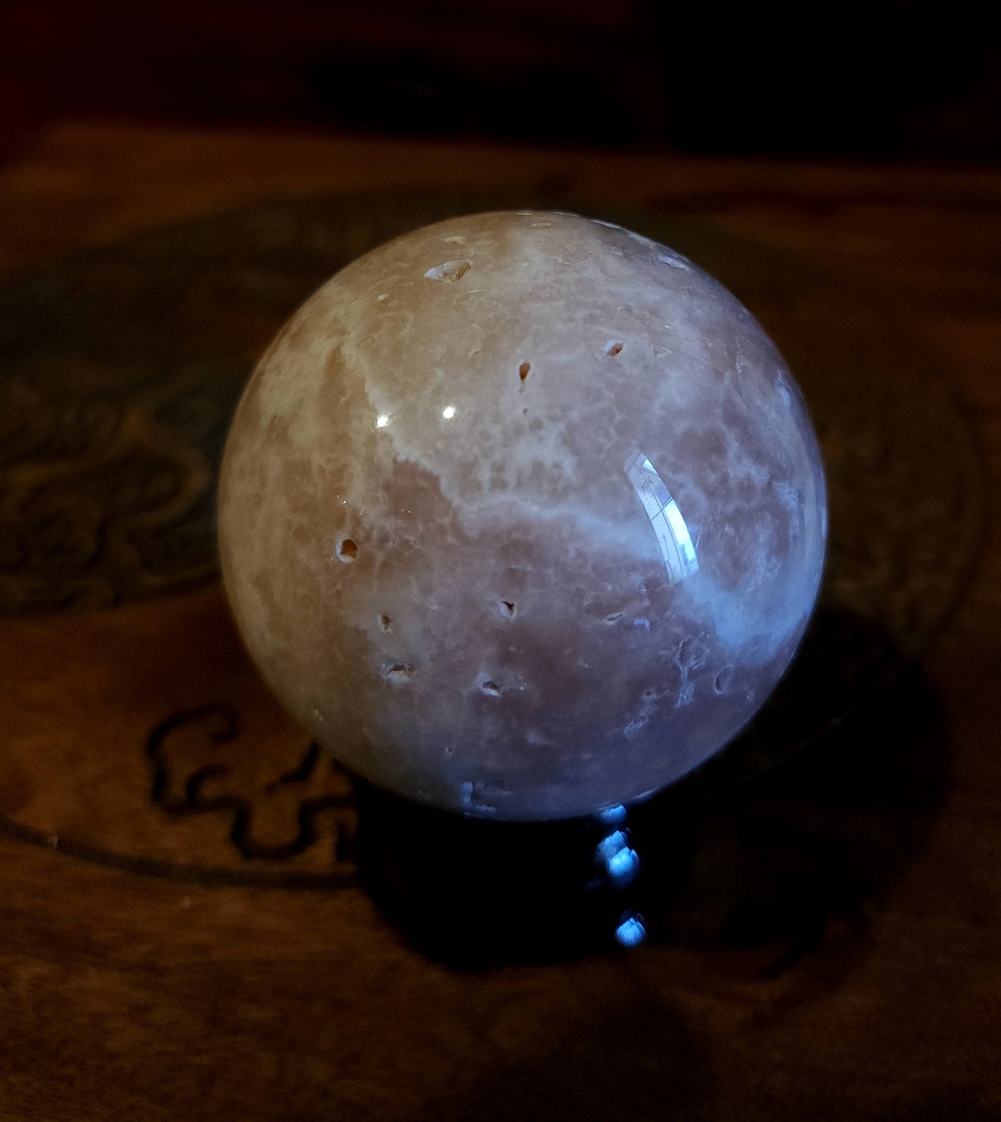 Pink Amethyst Sphere with Druzy