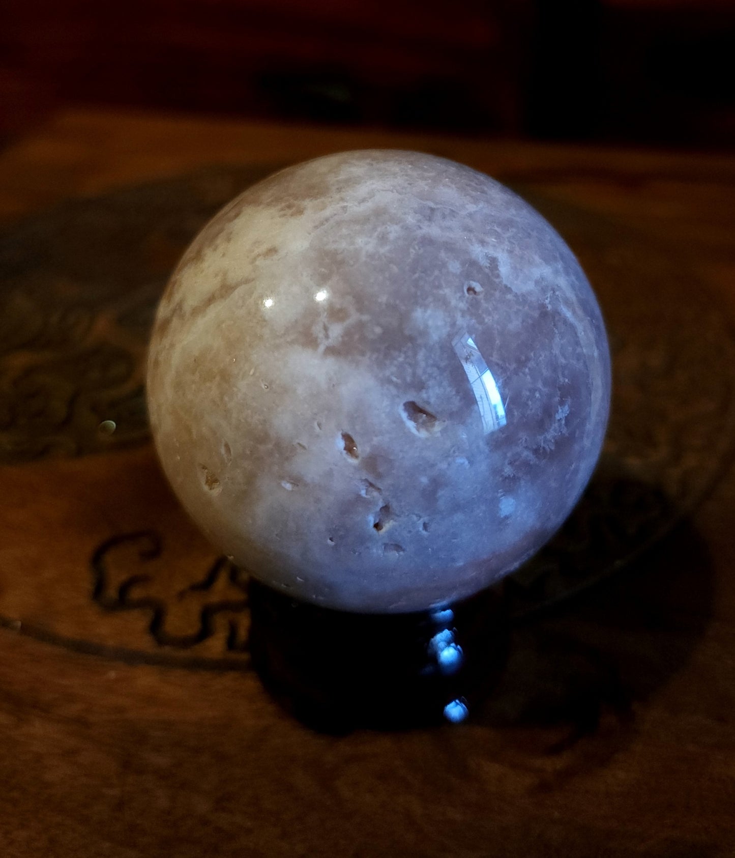Pink Amethyst Sphere with Druzy