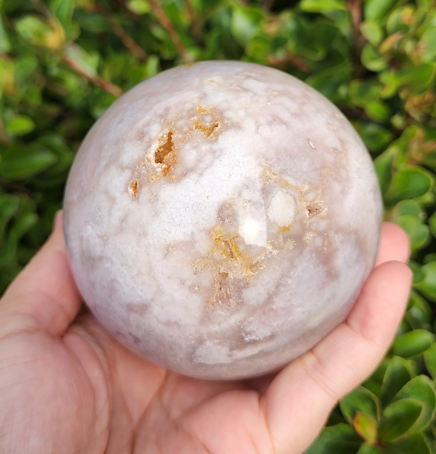 Cherry Blossom Agate Sphere with Druzy