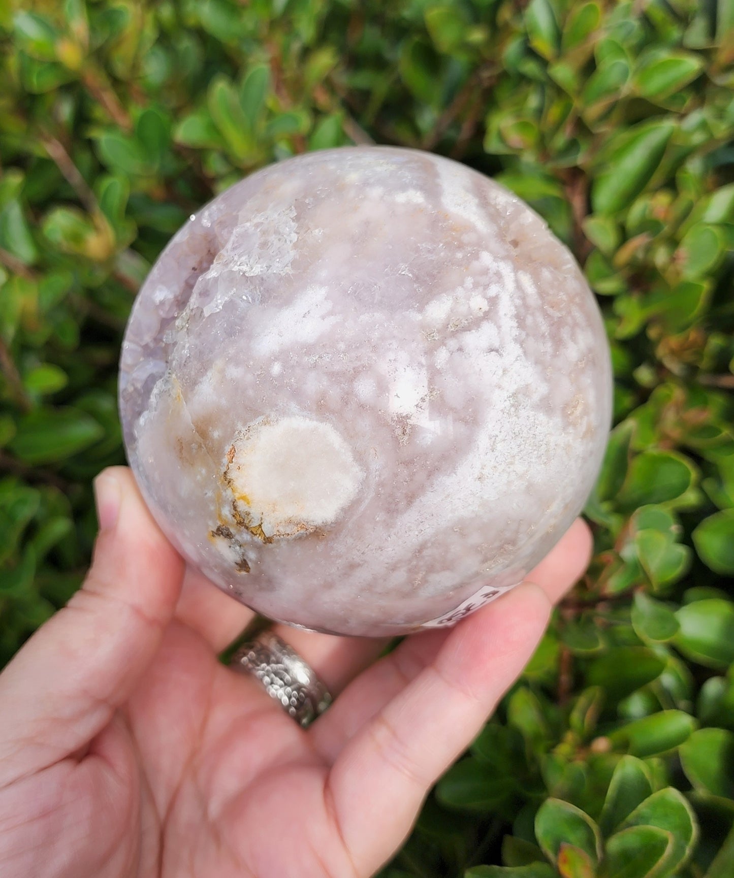 Cherry Blossom Agate Sphere with Druzy
