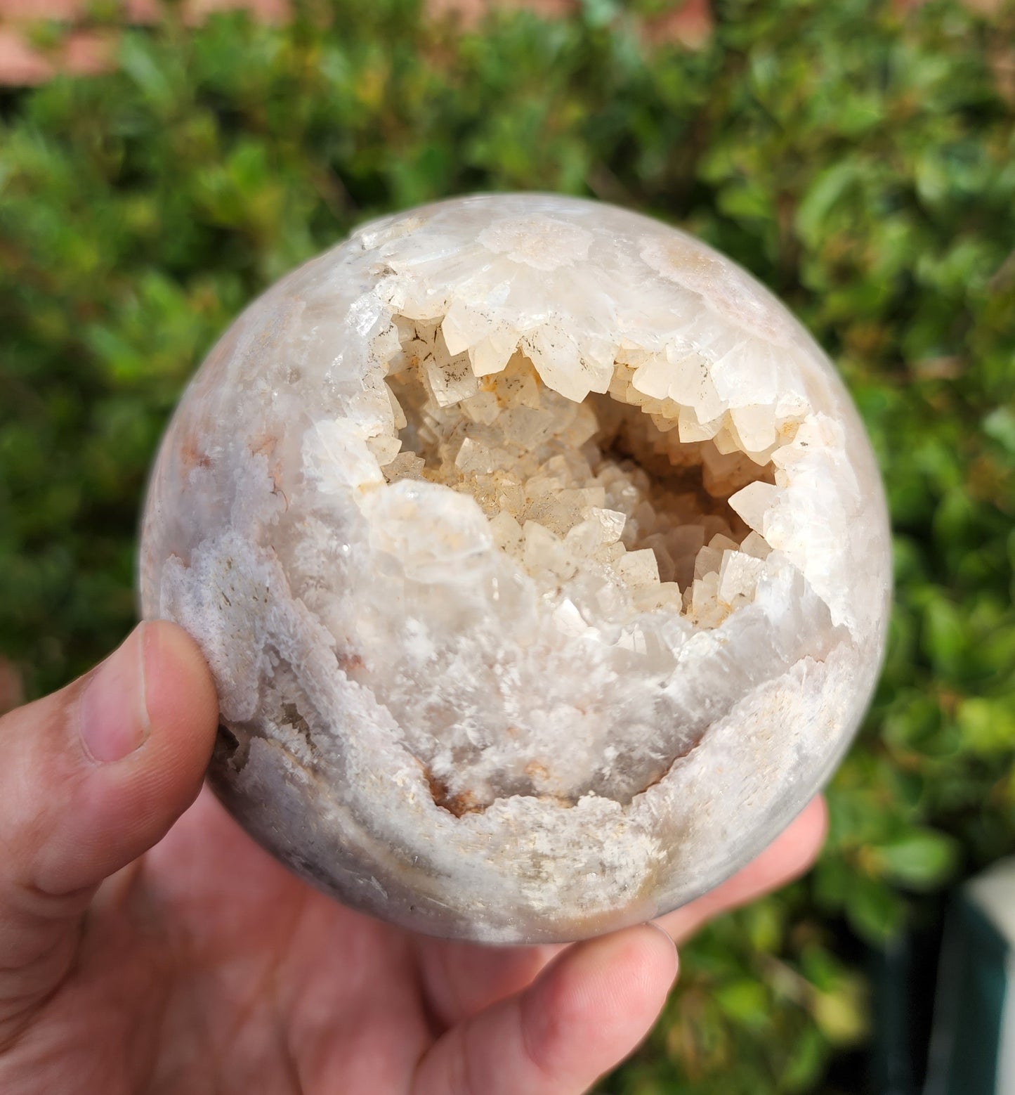 Cherry Blossom Agate Sphere with Druzy
