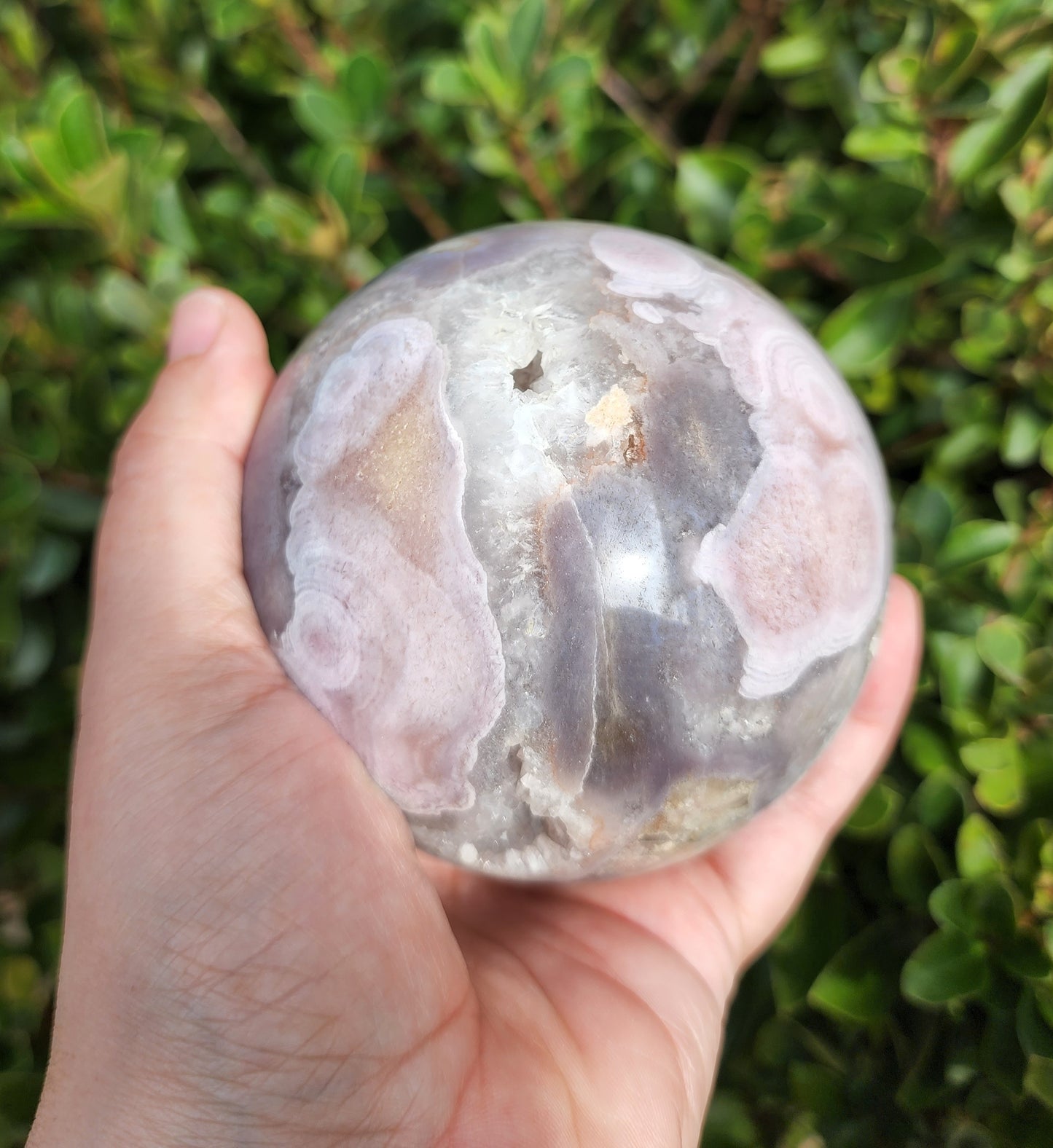 Cherry Blossom Agate Sphere with Druzy