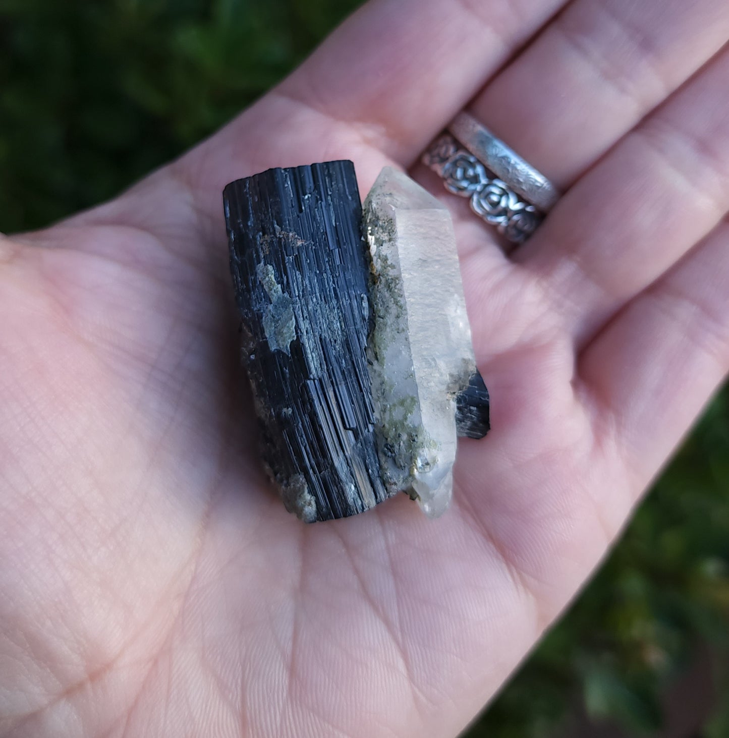 Double Terminated Quartz & Tourmaline with Epidote