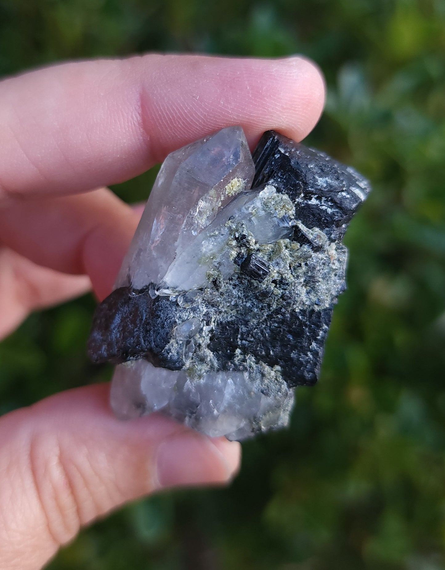 Double Terminated Quartz & Tourmaline with Epidote