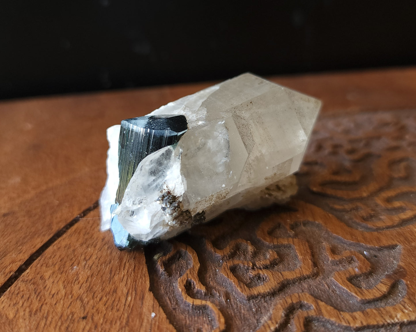 Blue Cap Tourmaline in Quartz with Cleavelandite