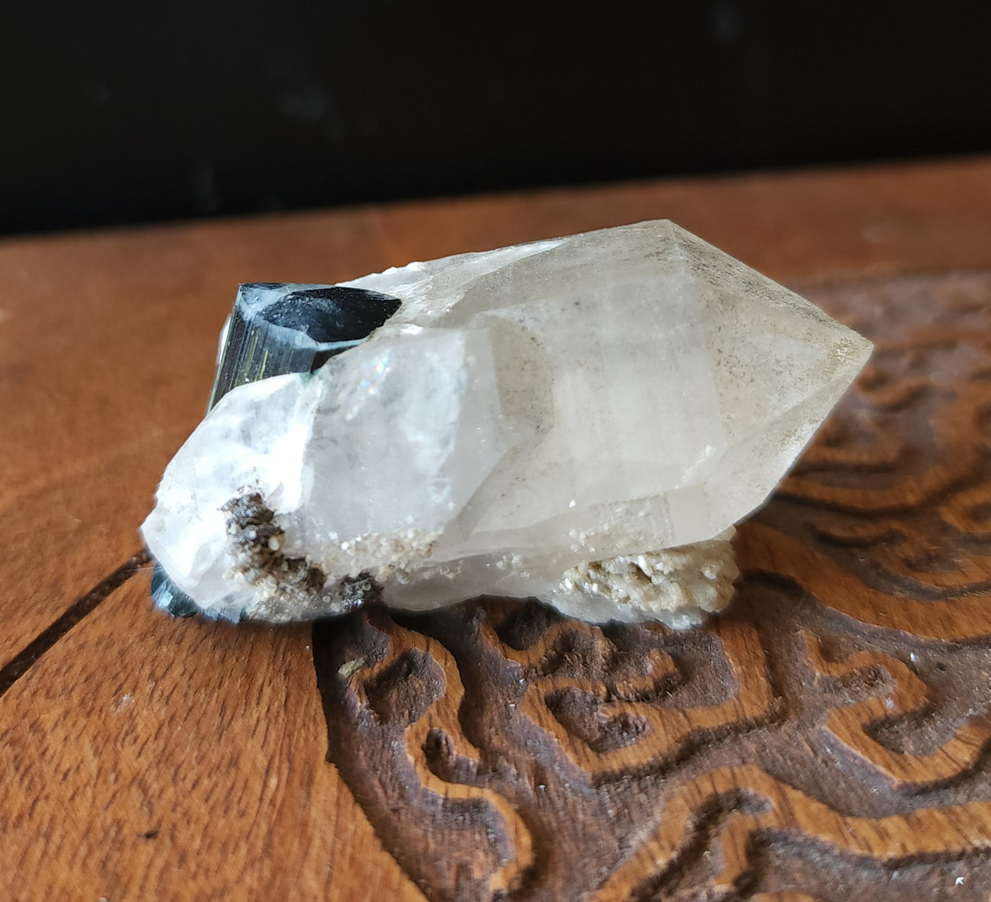 Blue Cap Tourmaline in Quartz with Cleavelandite