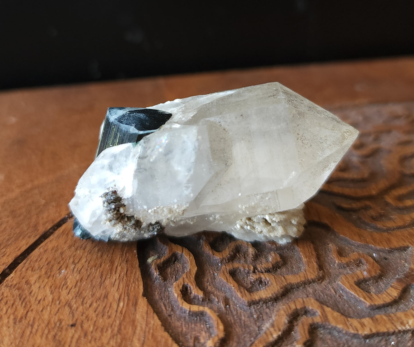 Blue Cap Tourmaline in Quartz with Cleavelandite