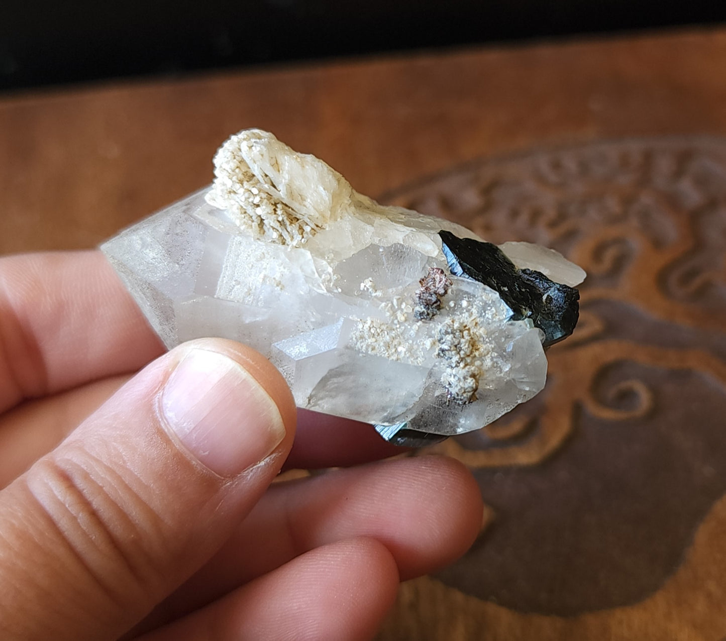 Blue Cap Tourmaline in Quartz with Cleavelandite