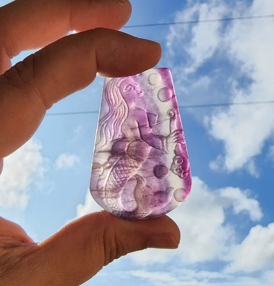 Fluorite Mermaid Carving