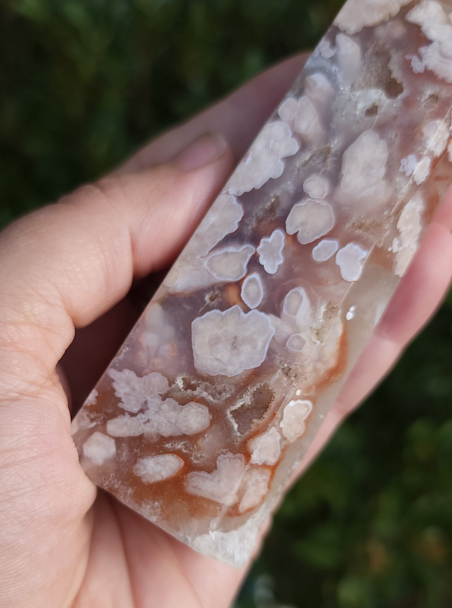 Flower Agate & Golden Healer Quartz Druzy Tower