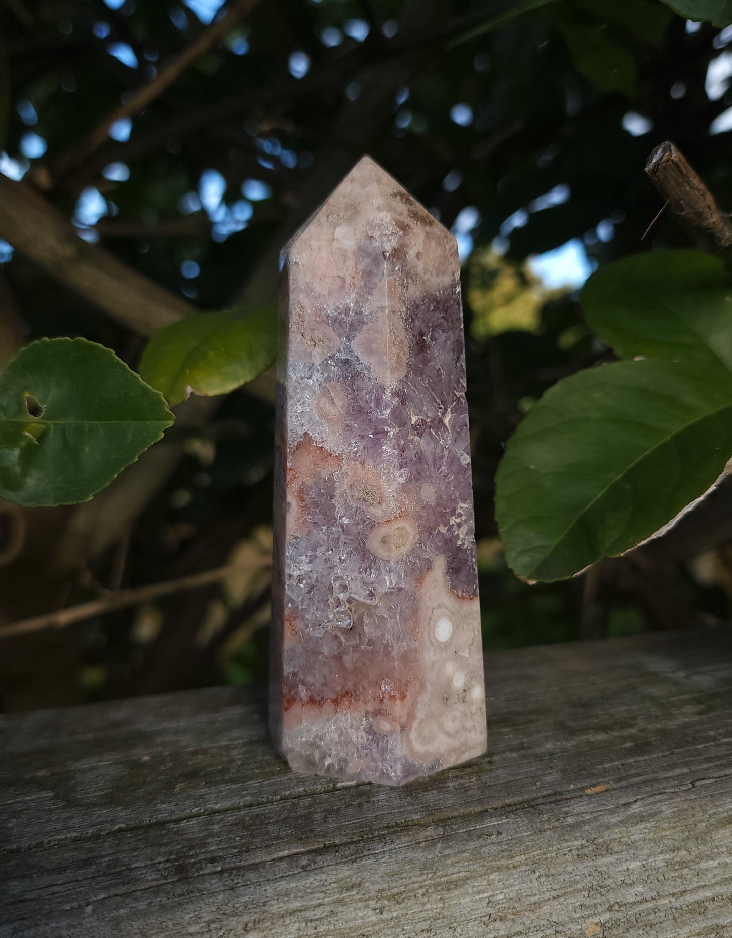 Amethyst Cherry Blossom Agate Tower
