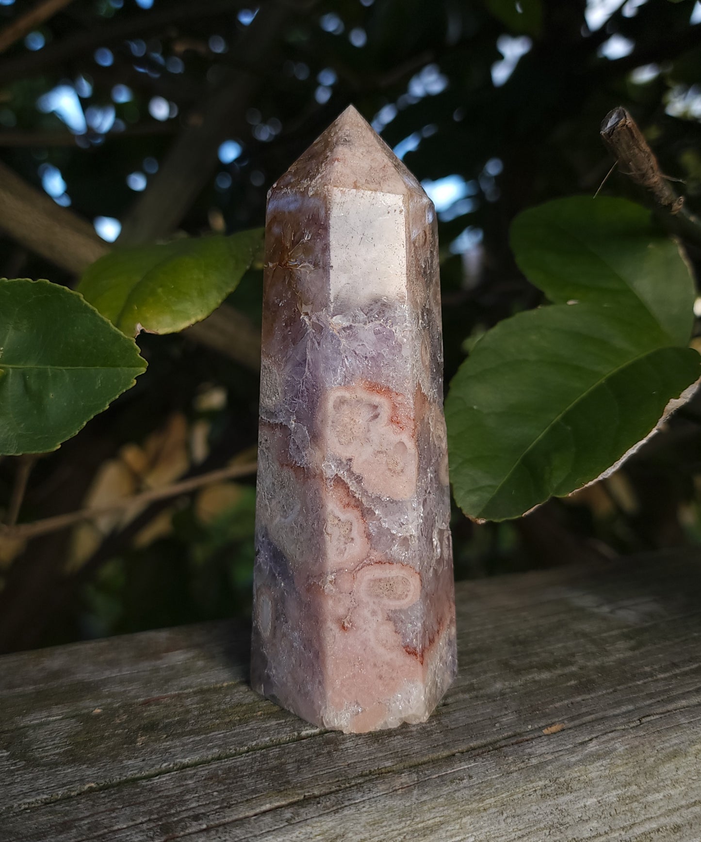 Amethyst Cherry Blossom Agate Tower