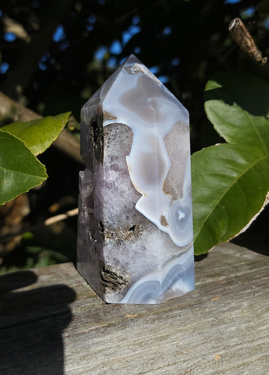 Agate & Amethyst Druzy Tower