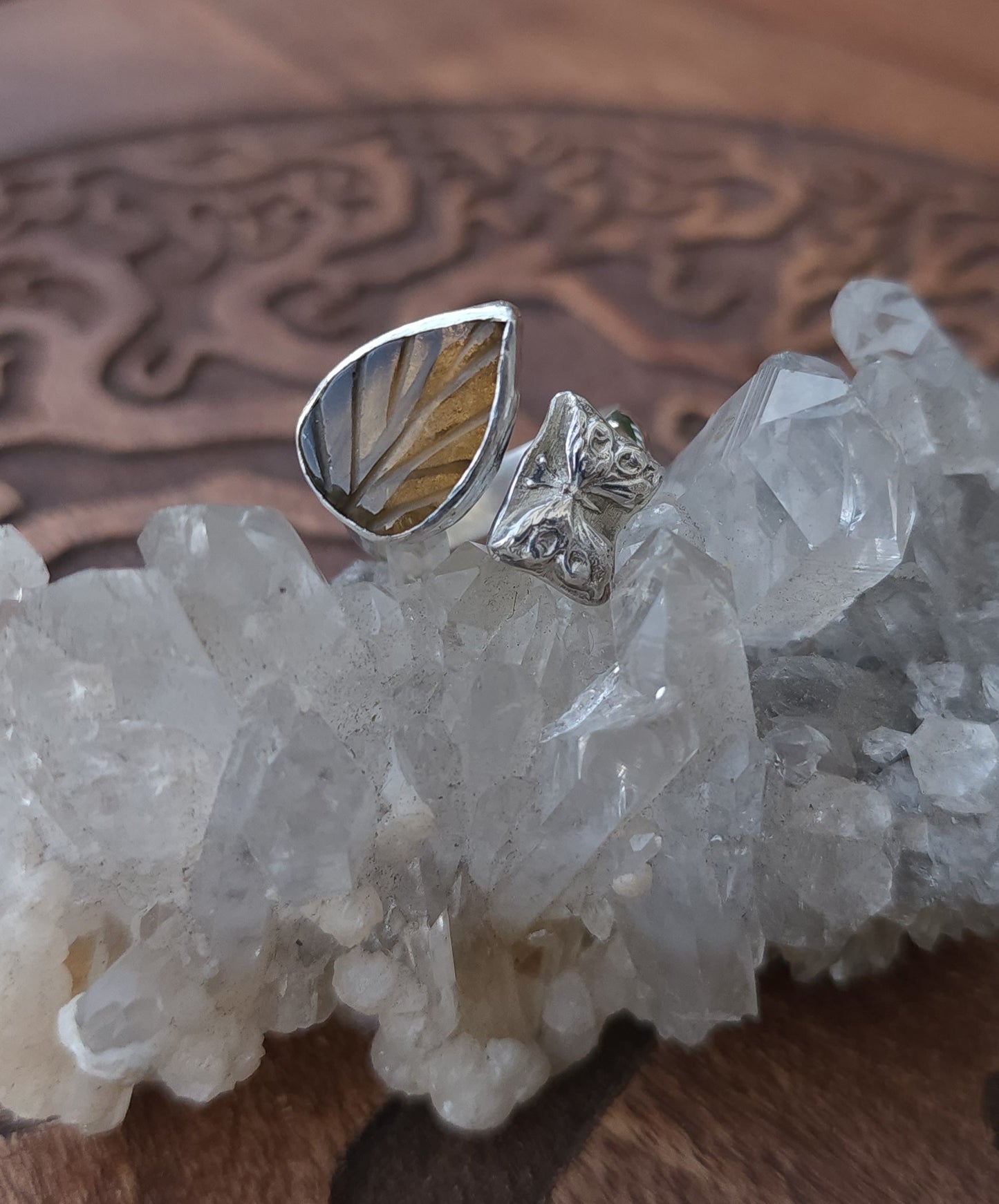 Handcrafted Adjustable Smoky Citrine Sterling Silver Ring