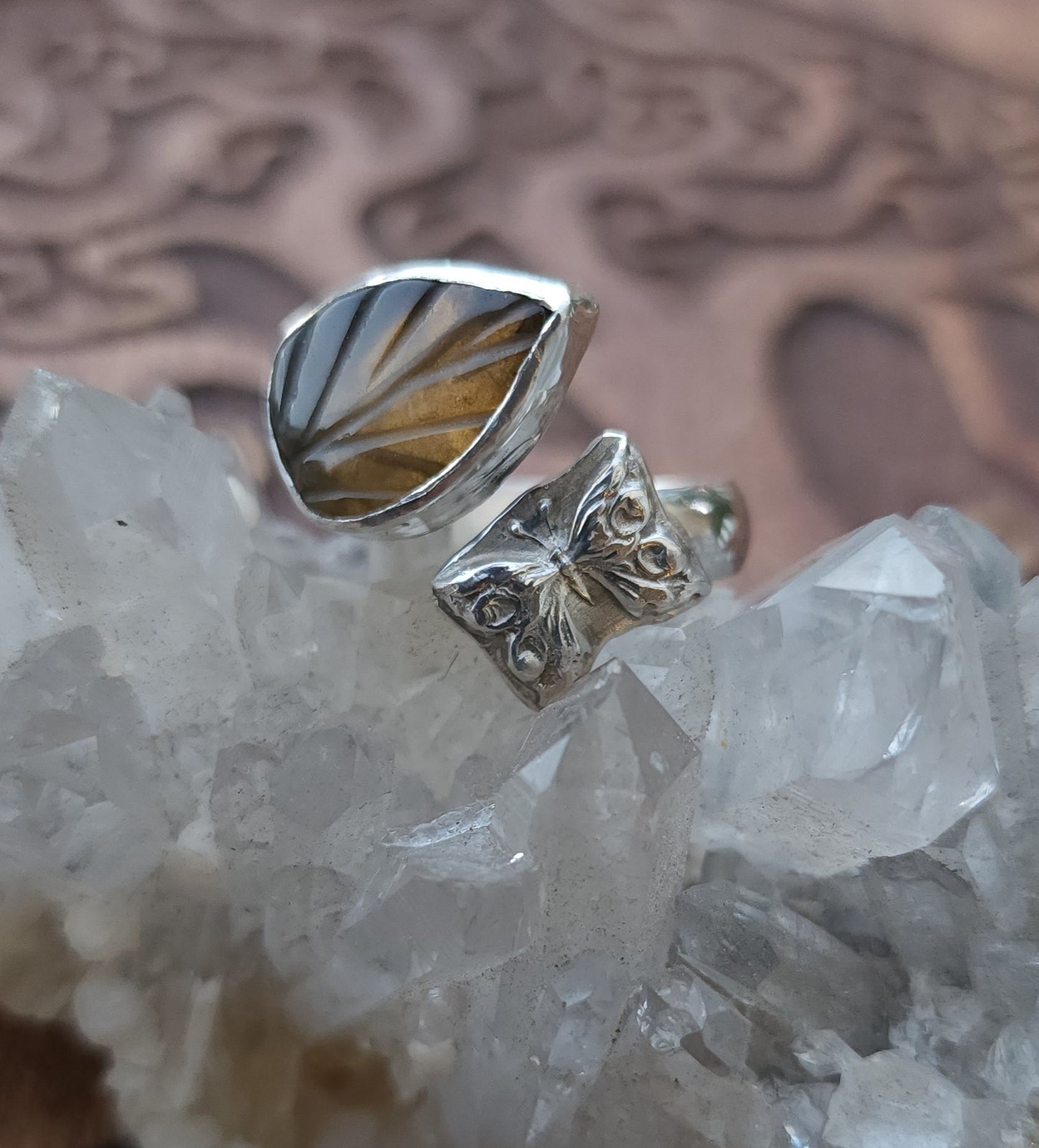 Handcrafted Adjustable Smoky Citrine Sterling Silver Ring