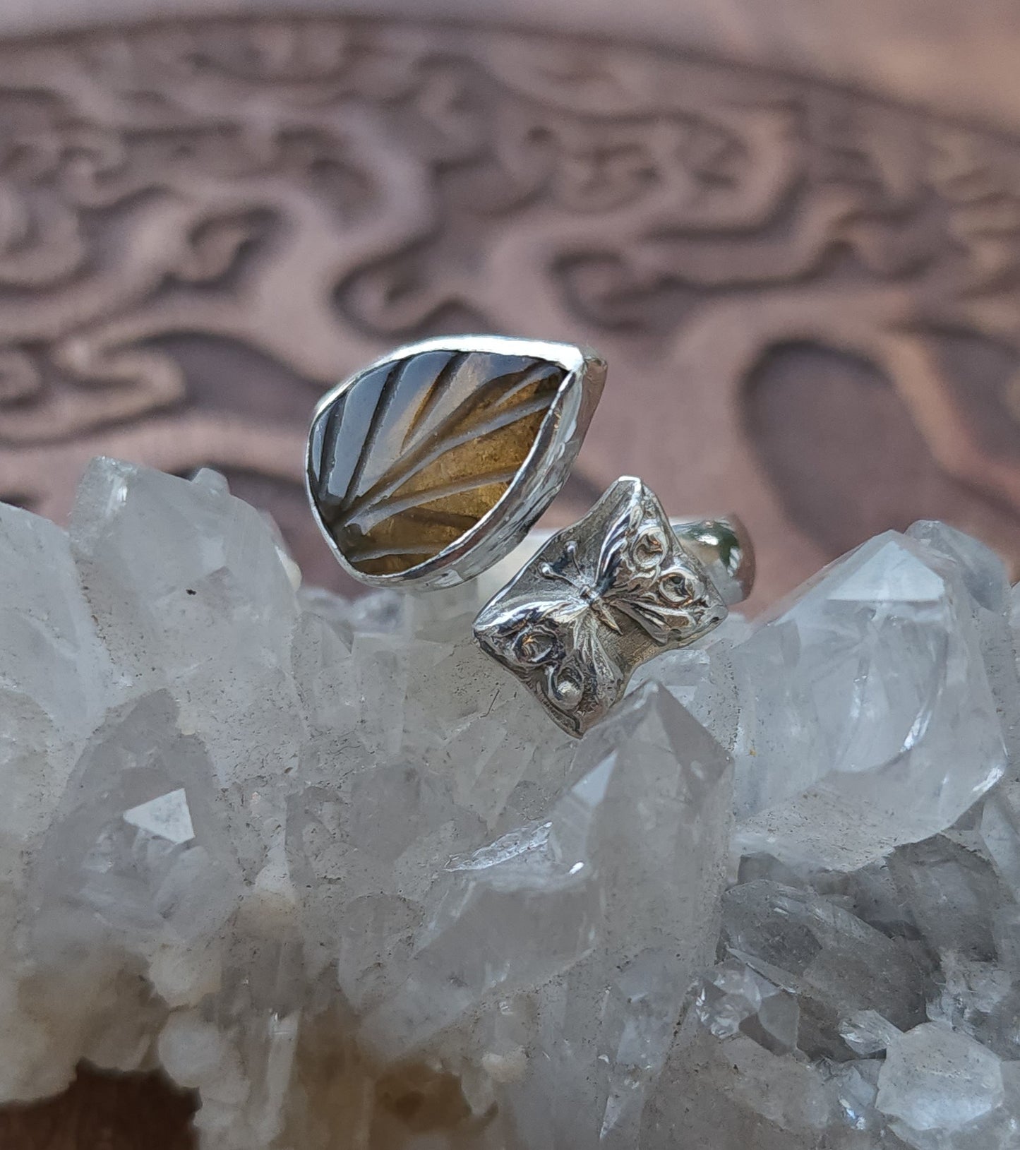 Handcrafted Adjustable Smoky Citrine Sterling Silver Ring