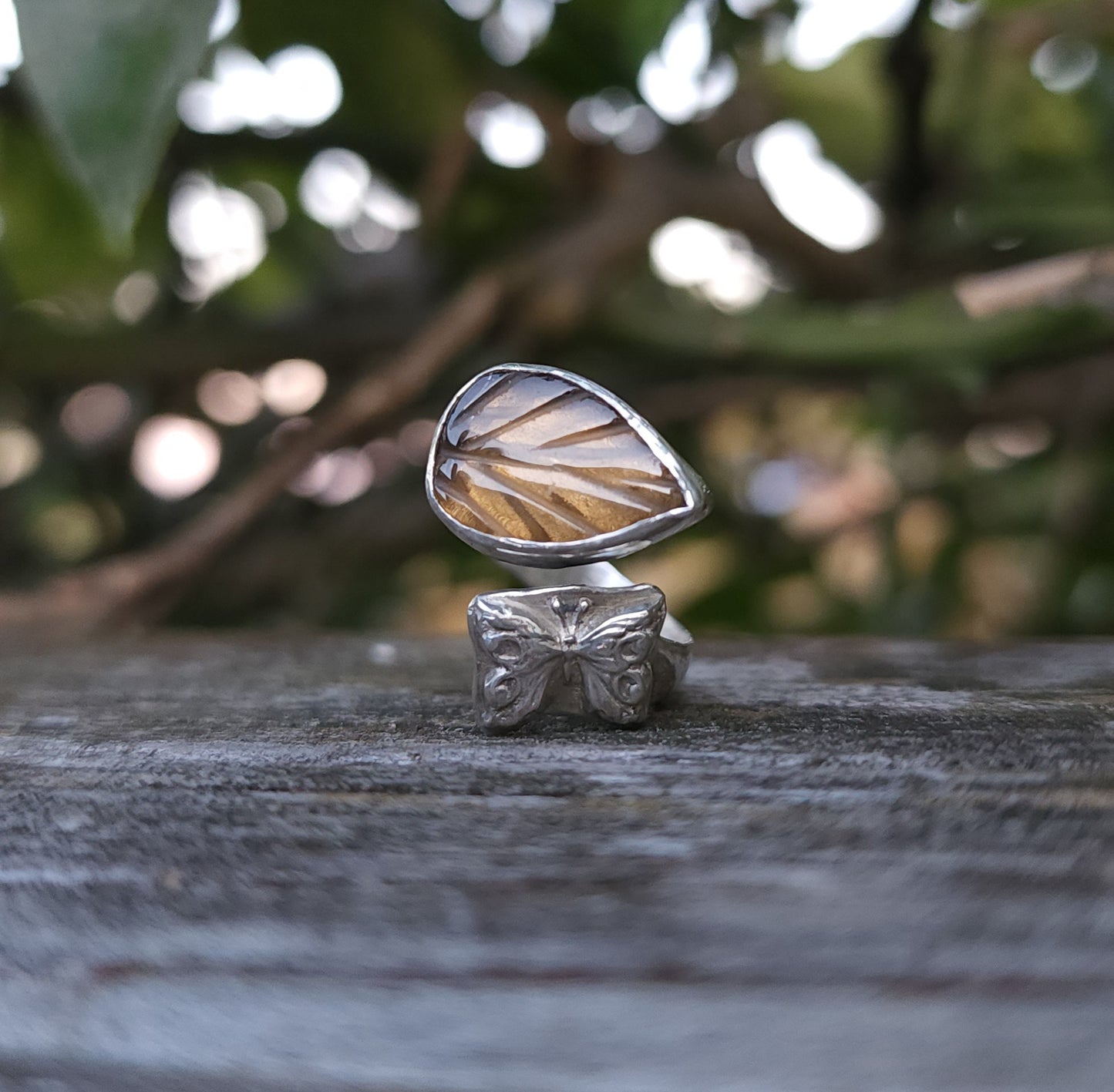 Handcrafted Adjustable Smoky Citrine Sterling Silver Ring