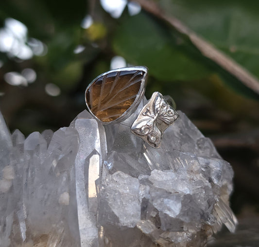 Handcrafted Adjustable Smoky Citrine Sterling Silver Ring