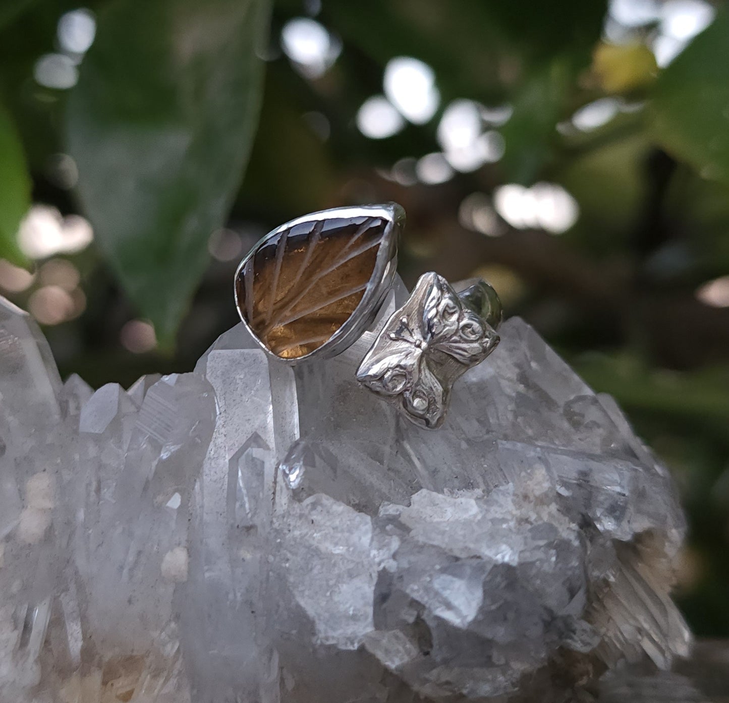 Handcrafted Adjustable Smoky Citrine Sterling Silver Ring
