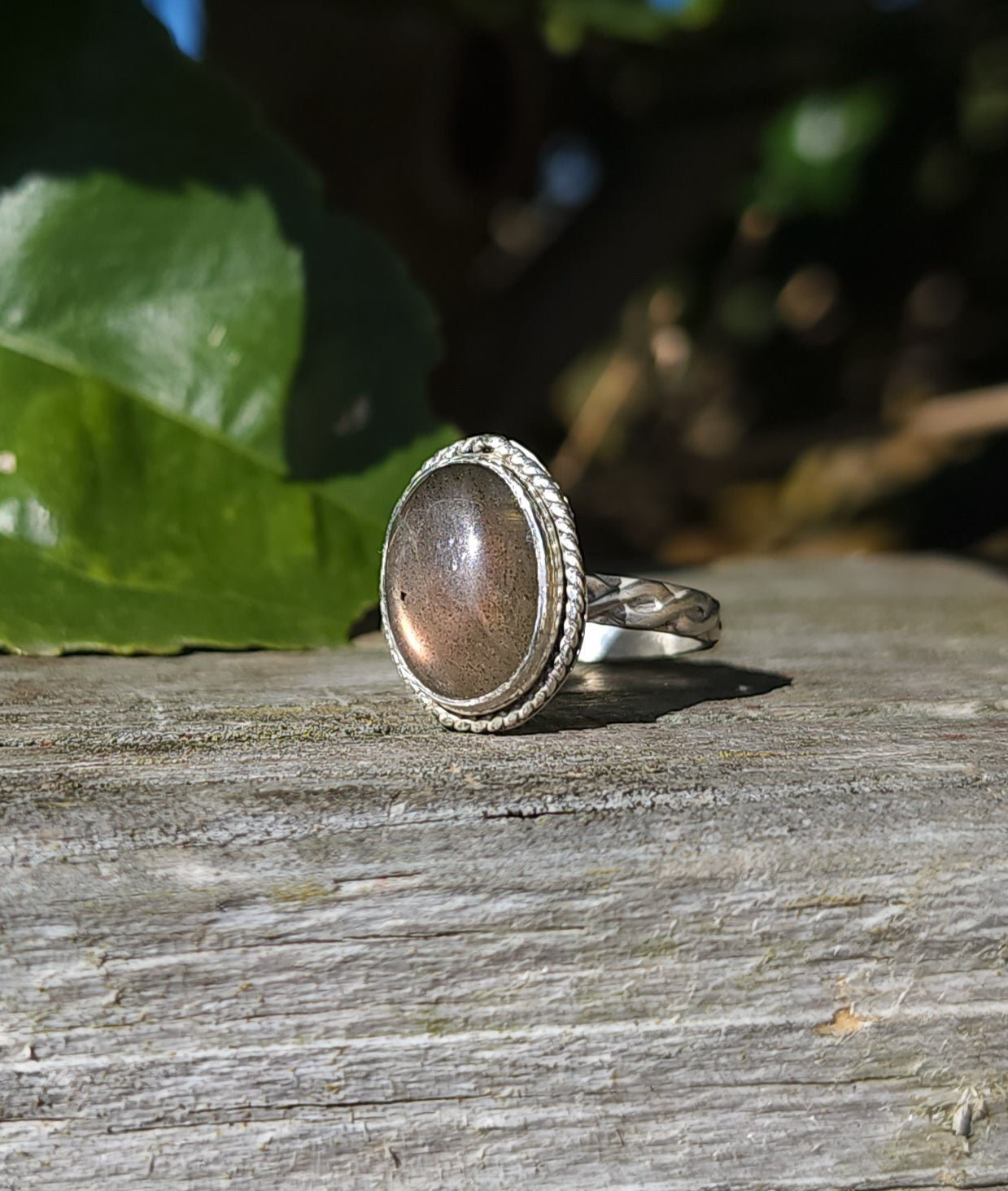Handcrafted Purple Labradorite Sterling Silver Ring - Size 8