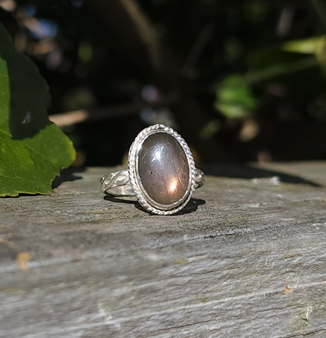 Handcrafted Purple Labradorite Sterling Silver Ring - Size 8