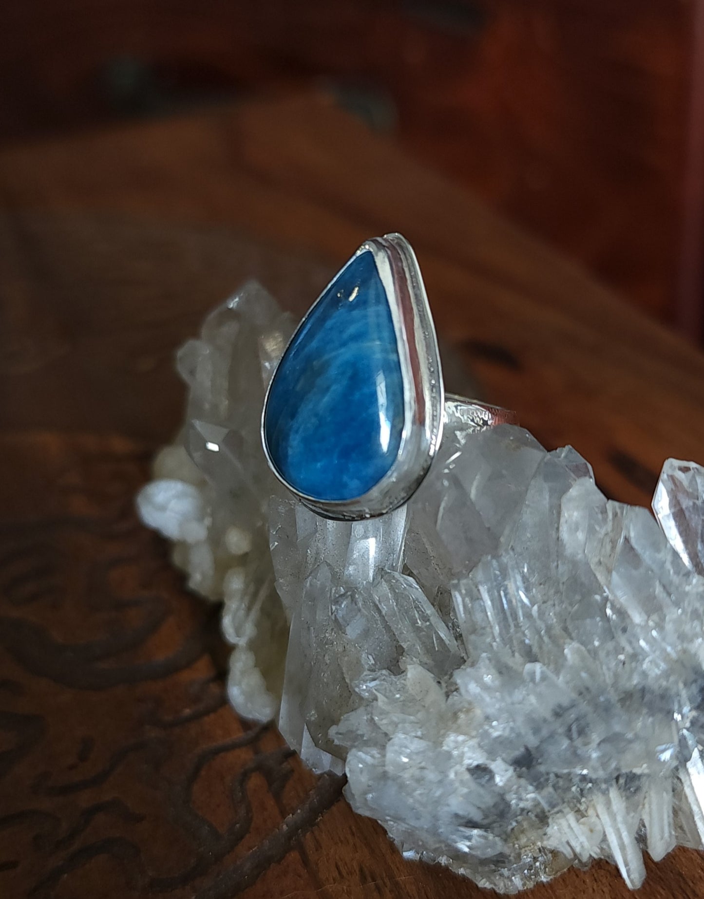 Handcrafted Apatite Sterling Silver Ring - Size 10