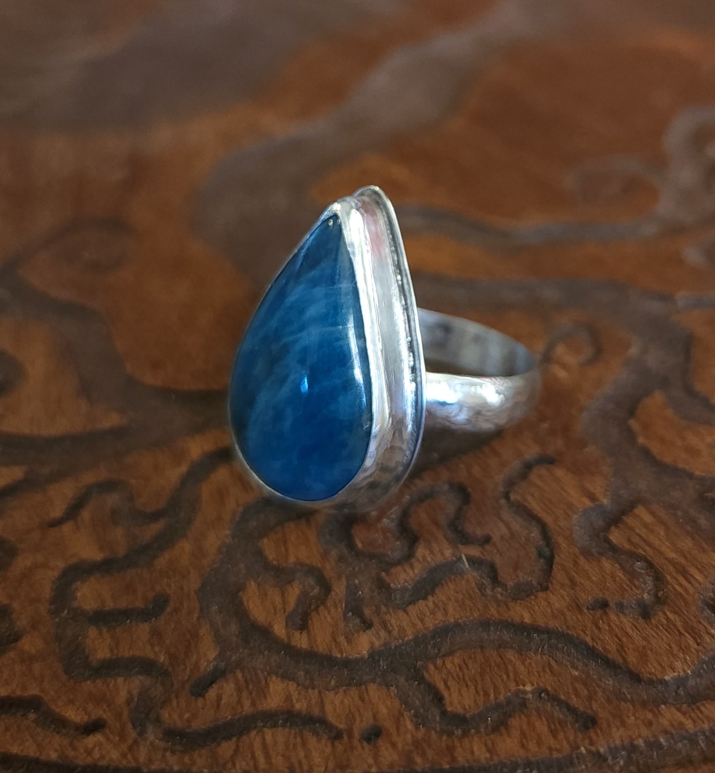 Handcrafted Apatite Sterling Silver Ring - Size 10