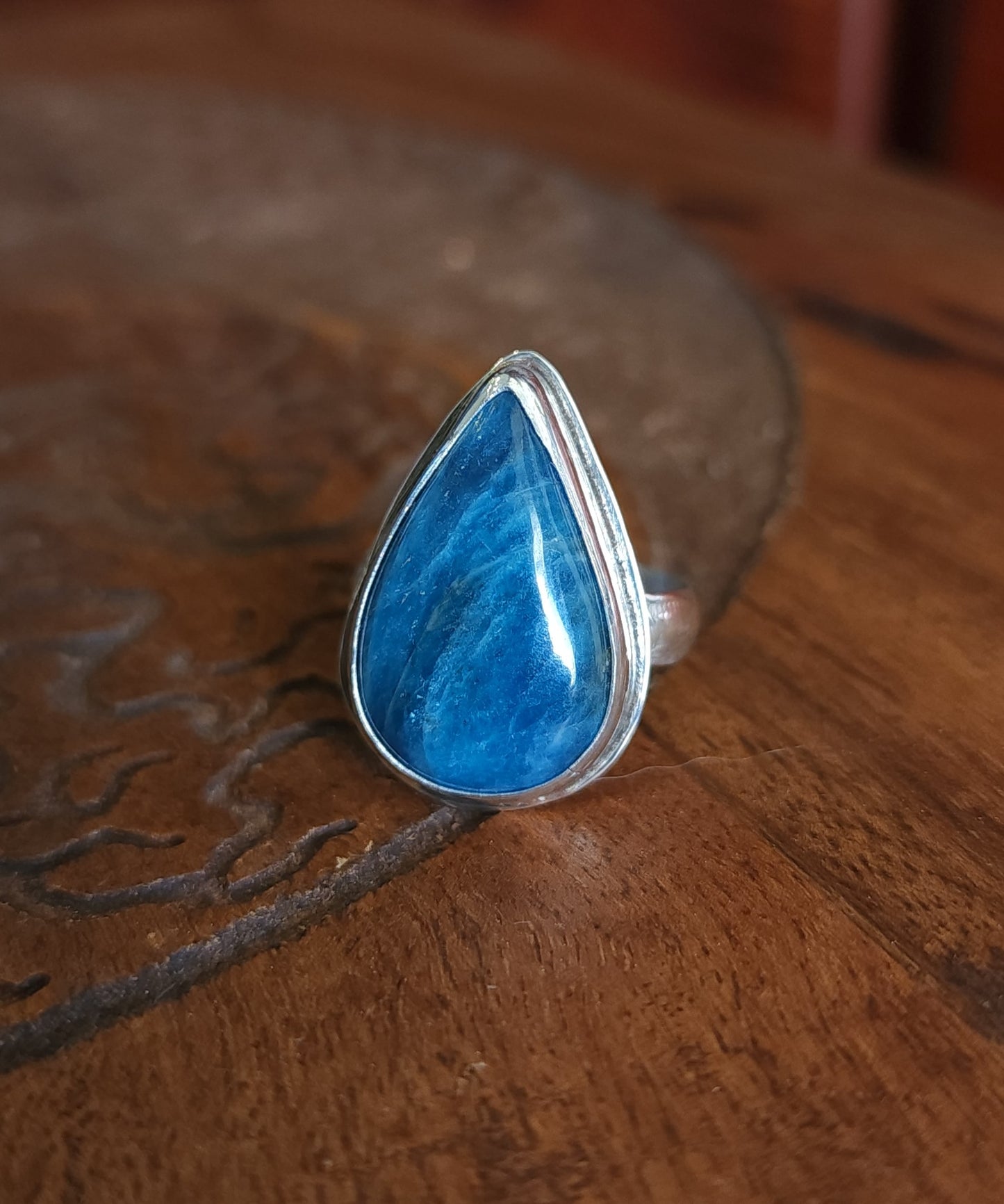 Handcrafted Apatite Sterling Silver Ring - Size 10