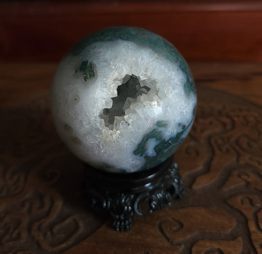 Moss Agate Sphere 6.2 cm