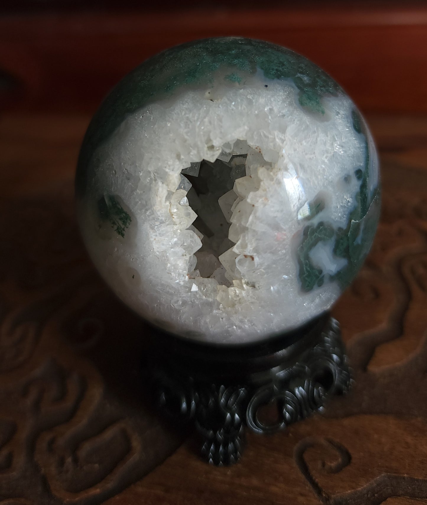 Moss Agate Sphere 6.2 cm