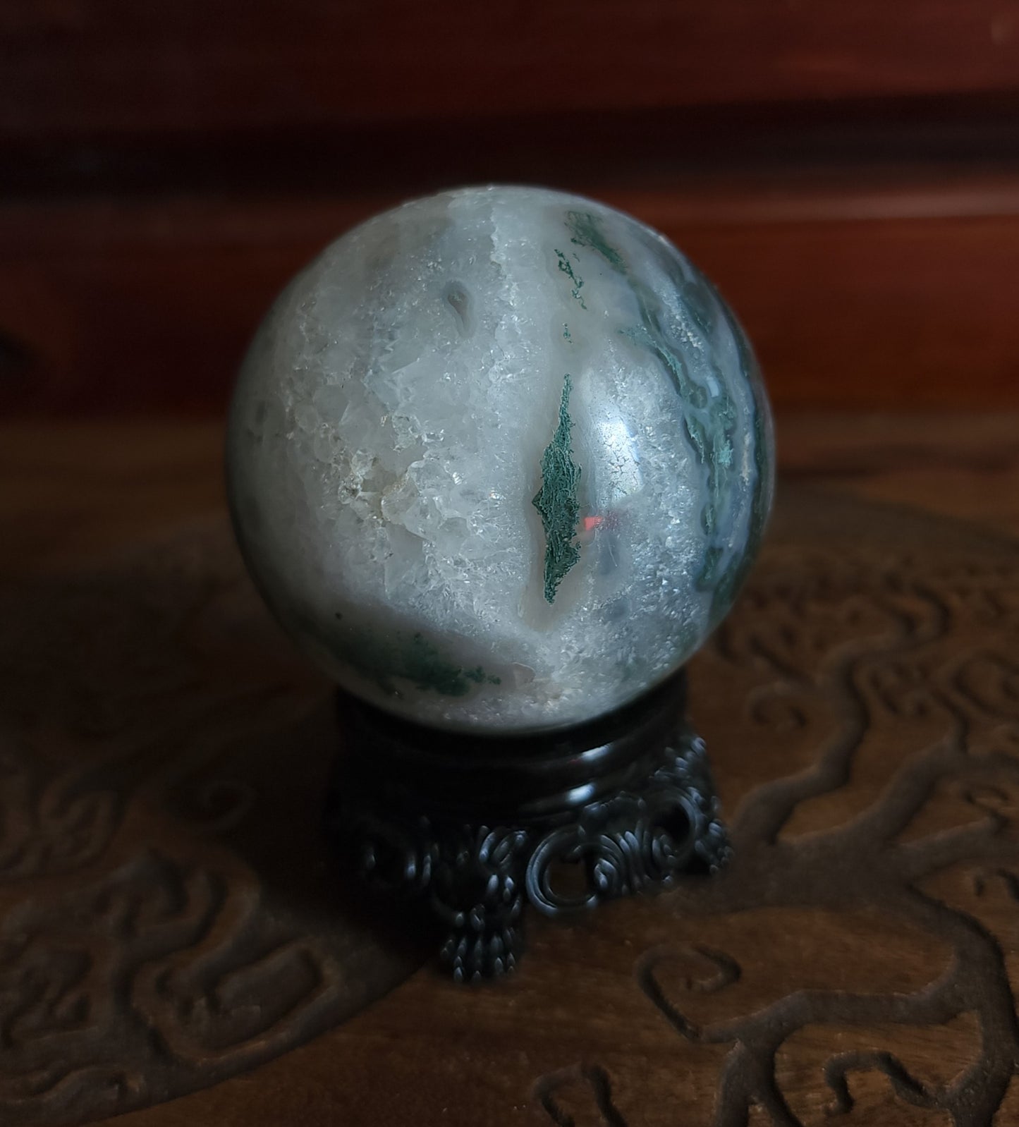 Moss Agate Sphere 6.2 cm