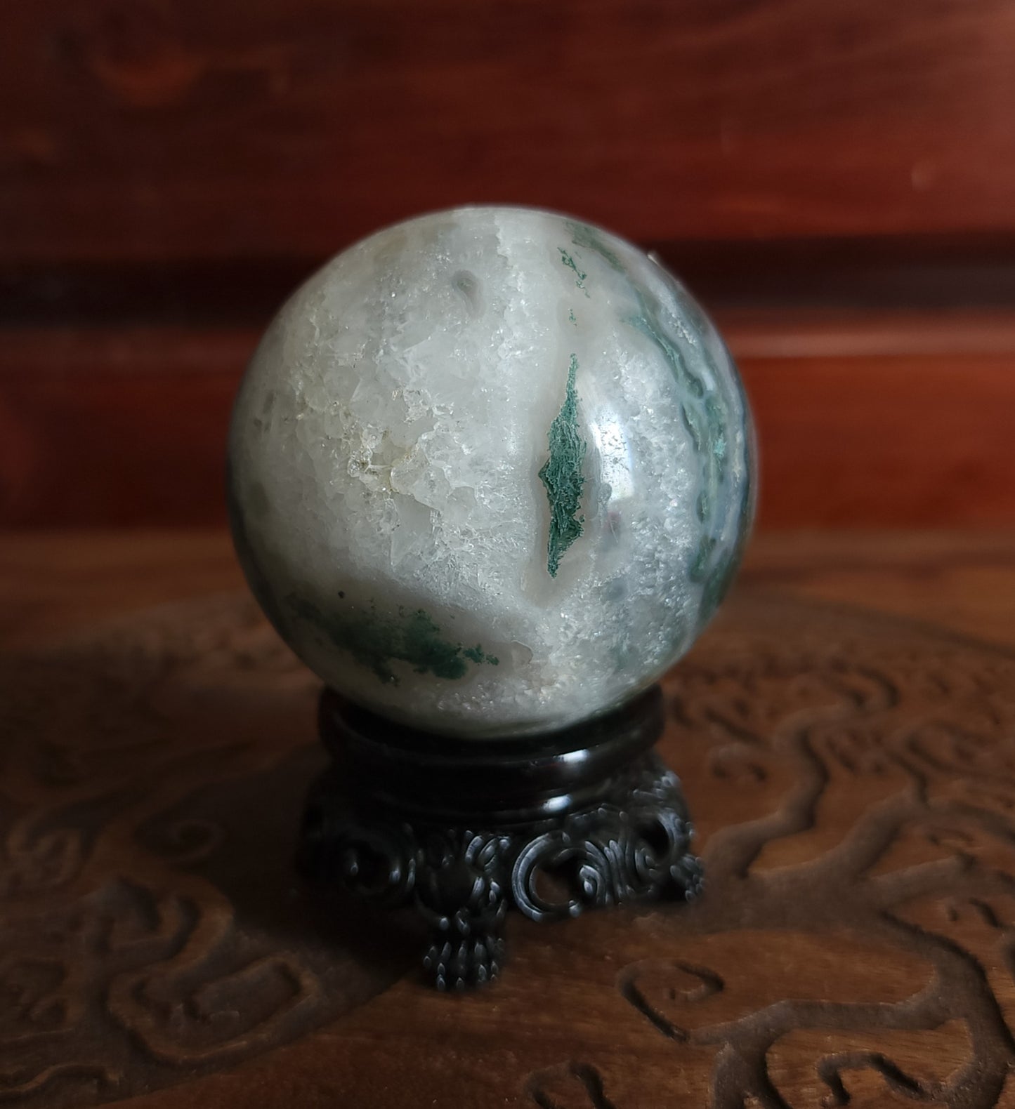 Moss Agate Sphere 6.2 cm