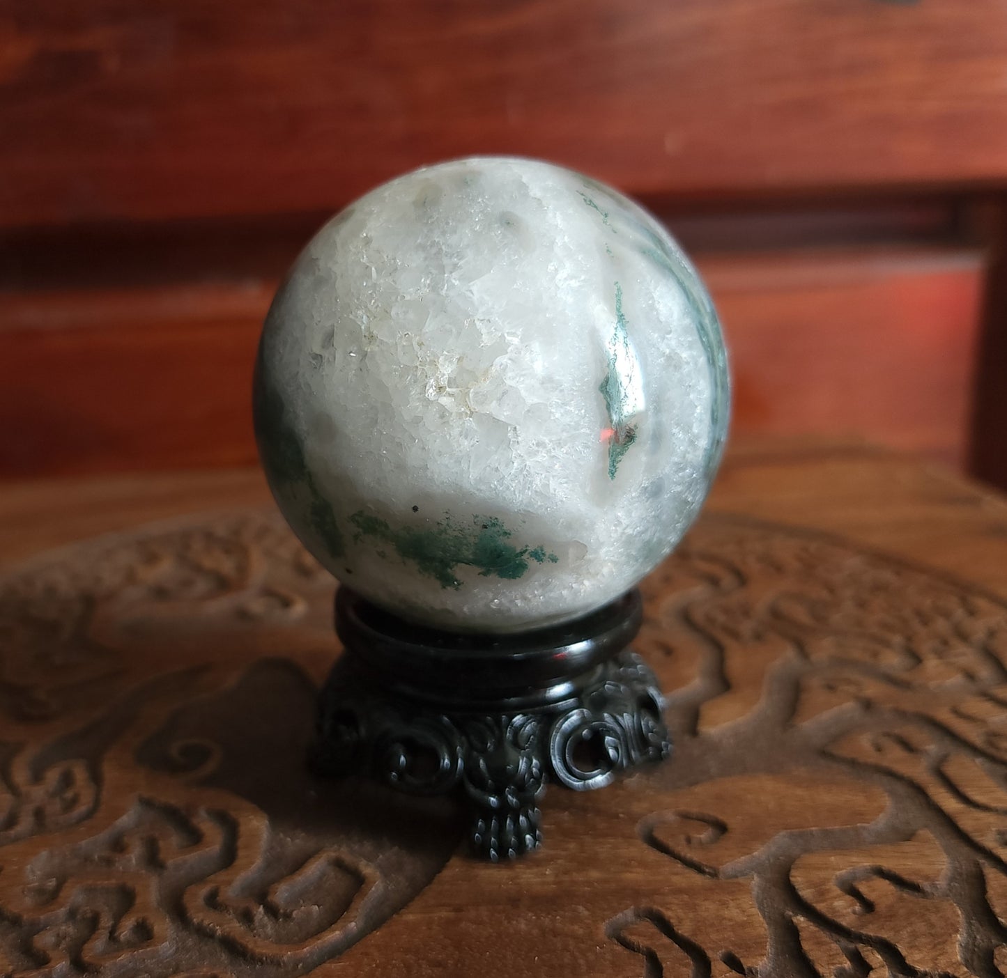 Moss Agate Sphere 6.2 cm