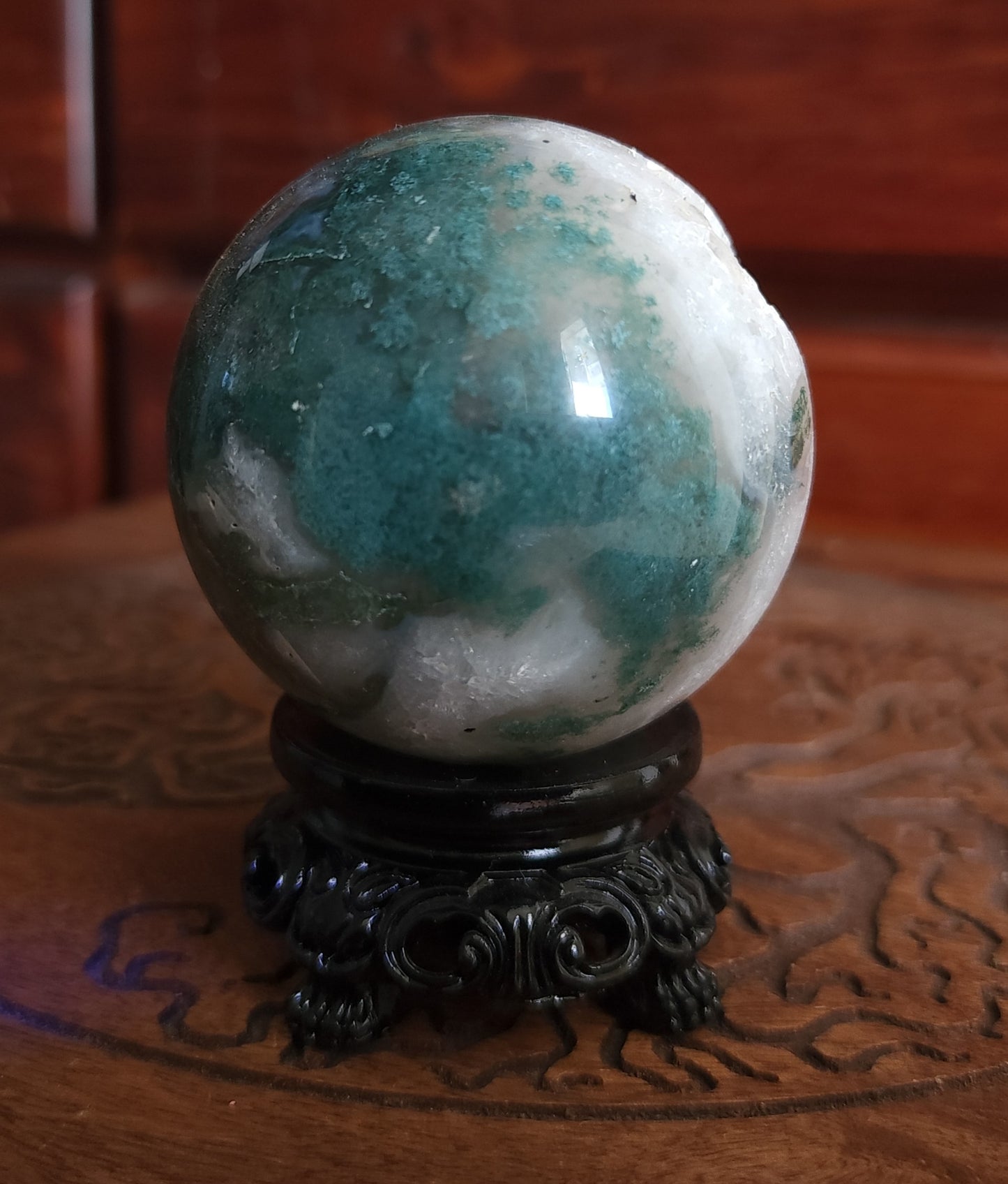 Moss Agate Sphere 6.2 cm