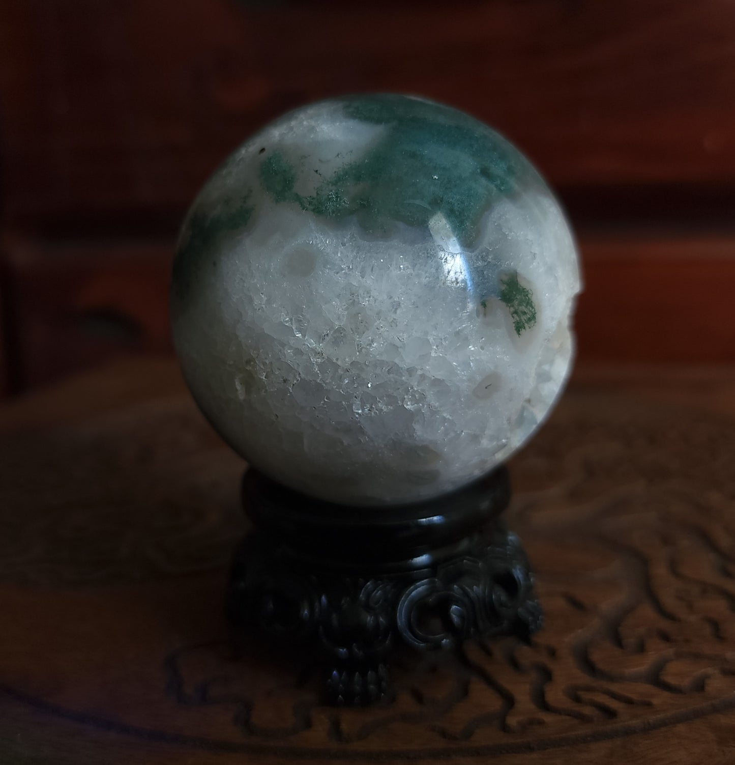 Moss Agate Sphere 6.2 cm