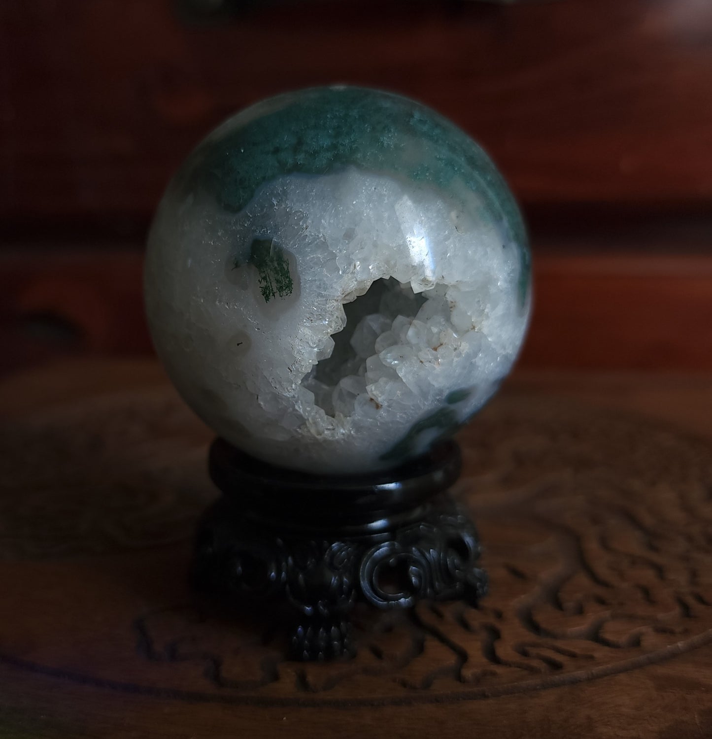 Moss Agate Sphere 6.2 cm